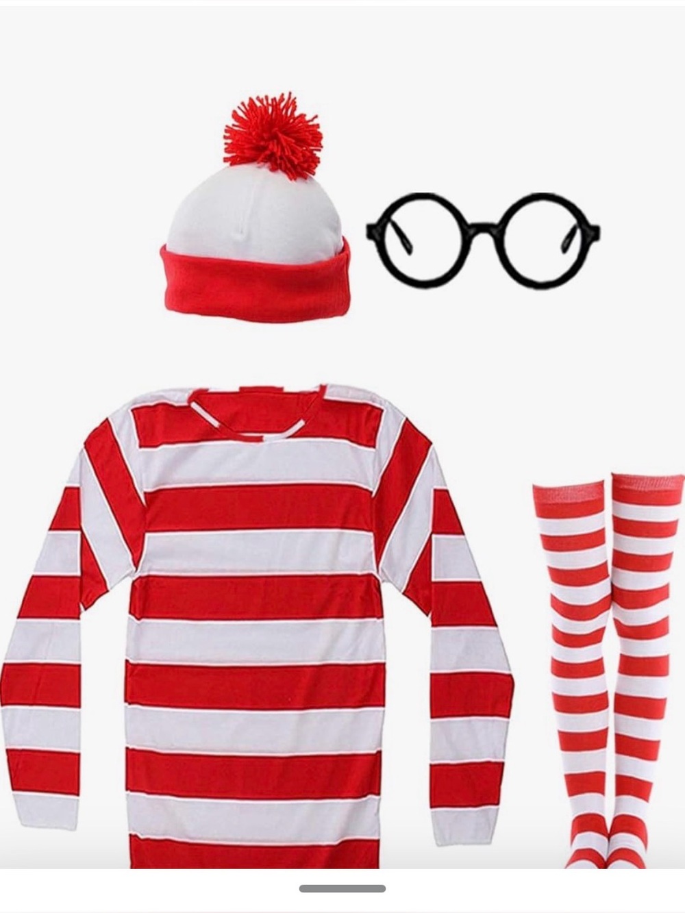 Where's Waldo' Costume Set 4 pc med